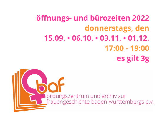 baf-Logo mit Text der Öffnungszeiten