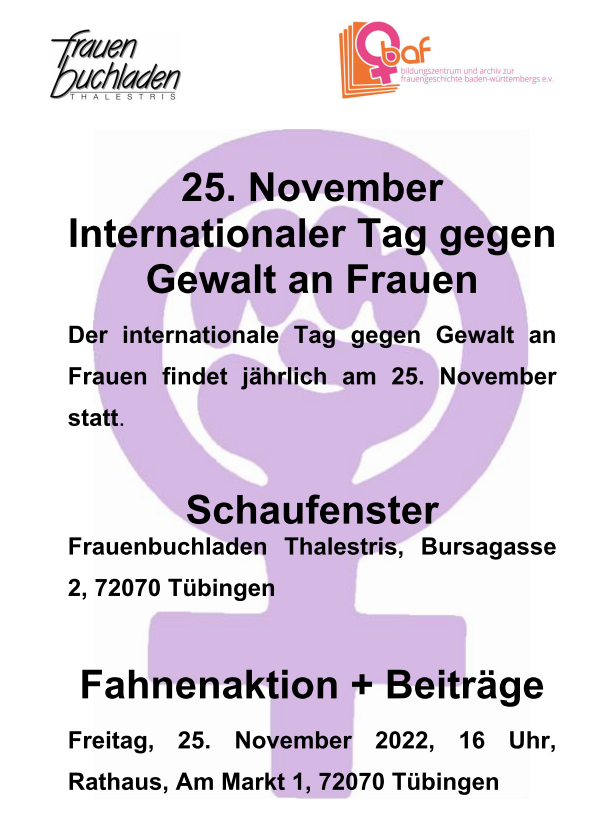 Thalestris und baf e.V. zeigen Schaufenster zum 25.11.