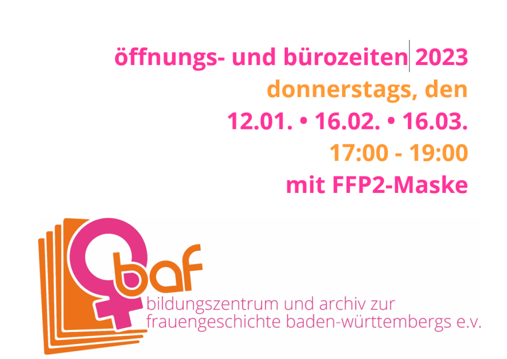 Grafik mit Öffnungszeiten von baf e.V.