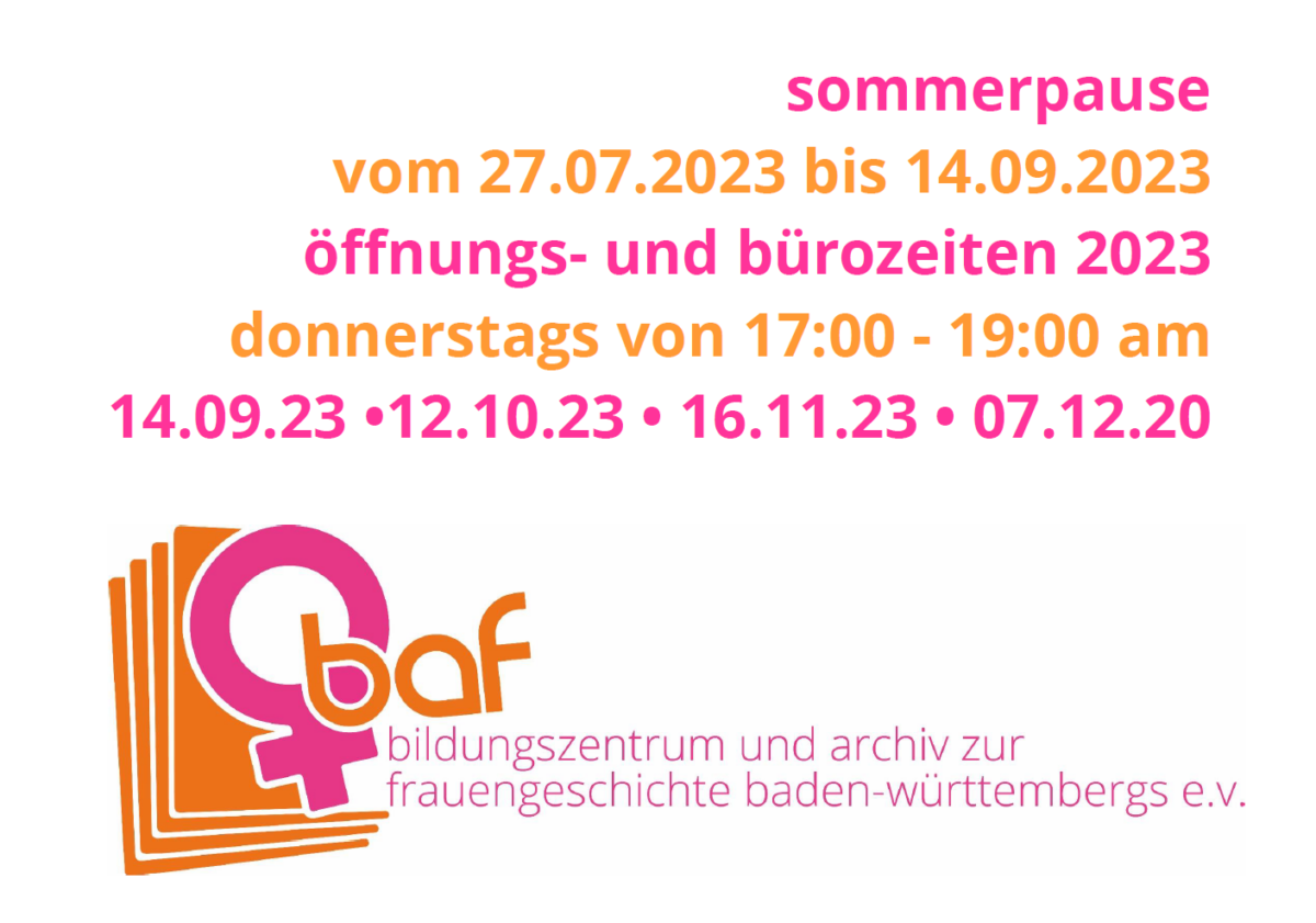 baf-Sommerpause vom 27.07. bis 14.09.2023